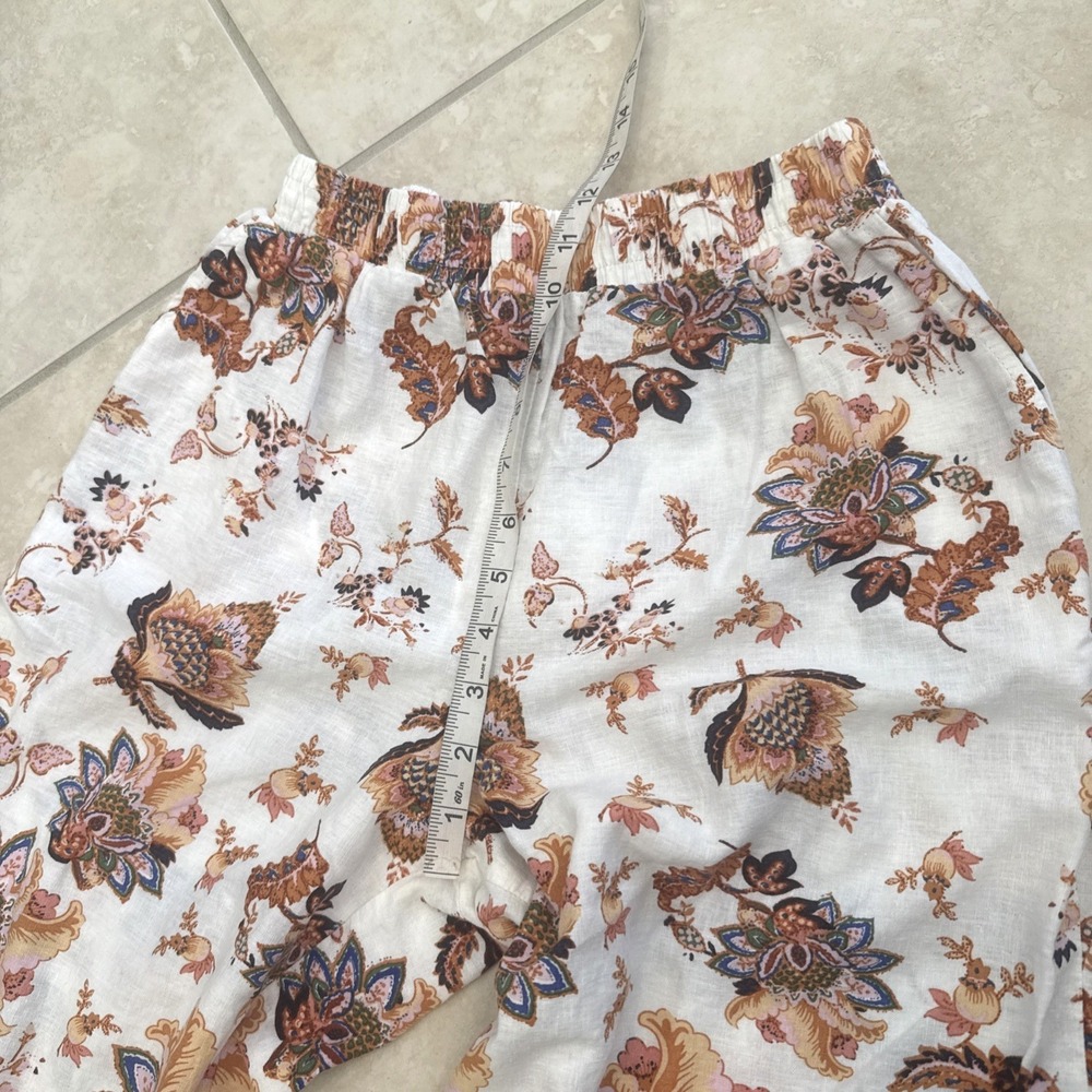 Rachel Roy 2-Piece Set White Floral Top & Wide Leg Crop Pants Linen Blend Sz M - Picture 11 of 13